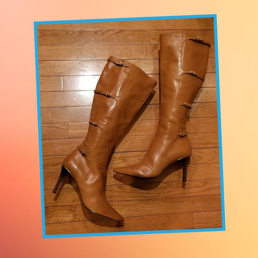 Ralph Lauren Vallerie Amber Cognac Boots - Picture 3 of 12